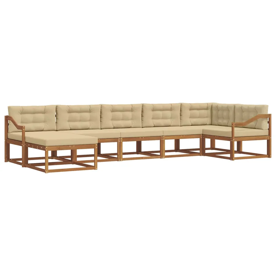 Ensemble de canapés d'extérieur 7 pcs Naturel et Beige - 2