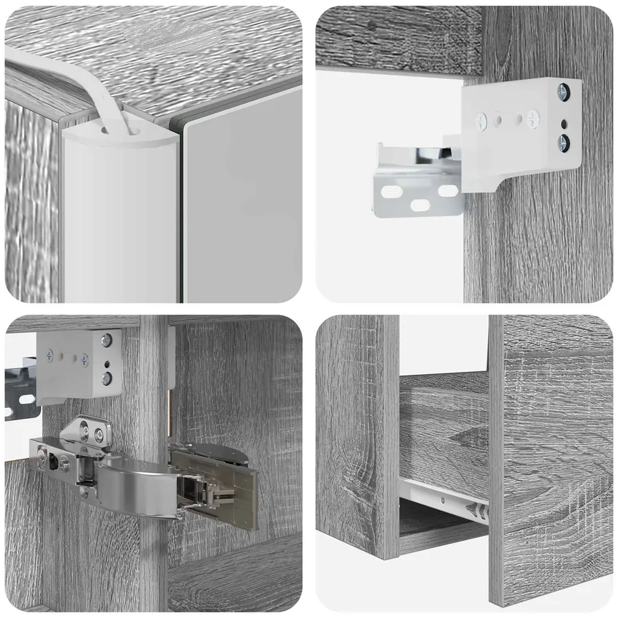 Ensemble de mobilier de salle de bain 4 pcs Sonoma gris - 9