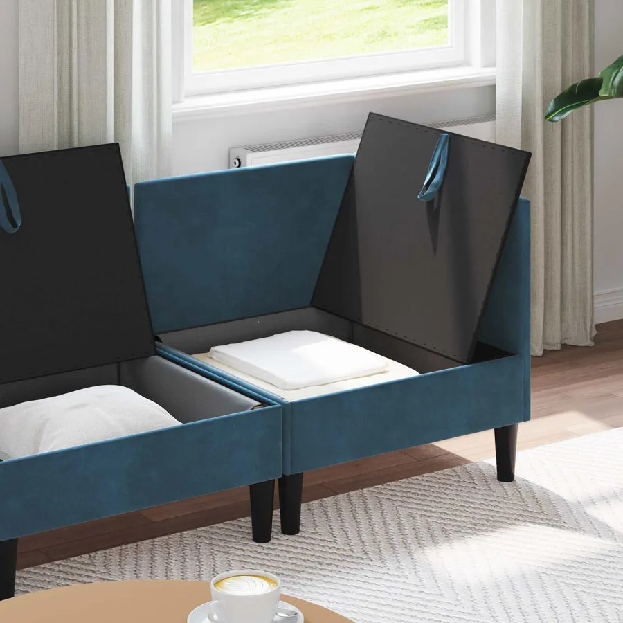 Ensemble de meubles pour le salon 4 pcs Bleu Velours - 3