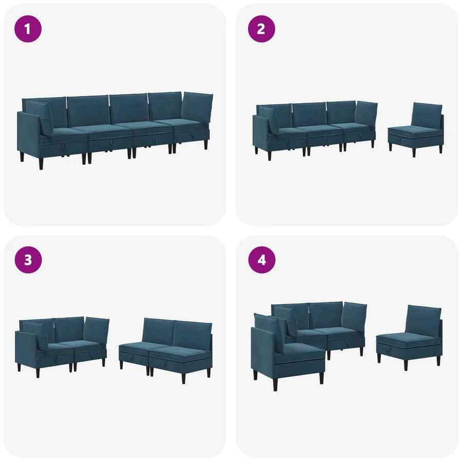Ensemble de meubles pour le salon 4 pcs Bleu Velours - 8