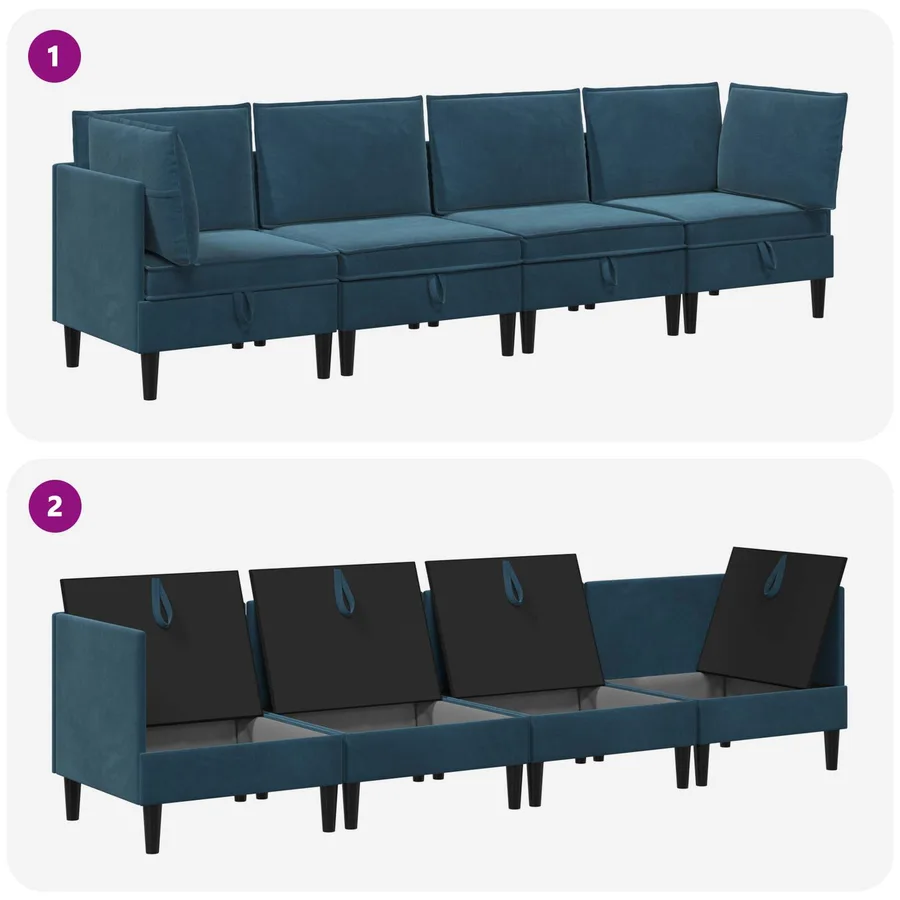 Ensemble de meubles pour le salon 4 pcs Bleu Velours - 9