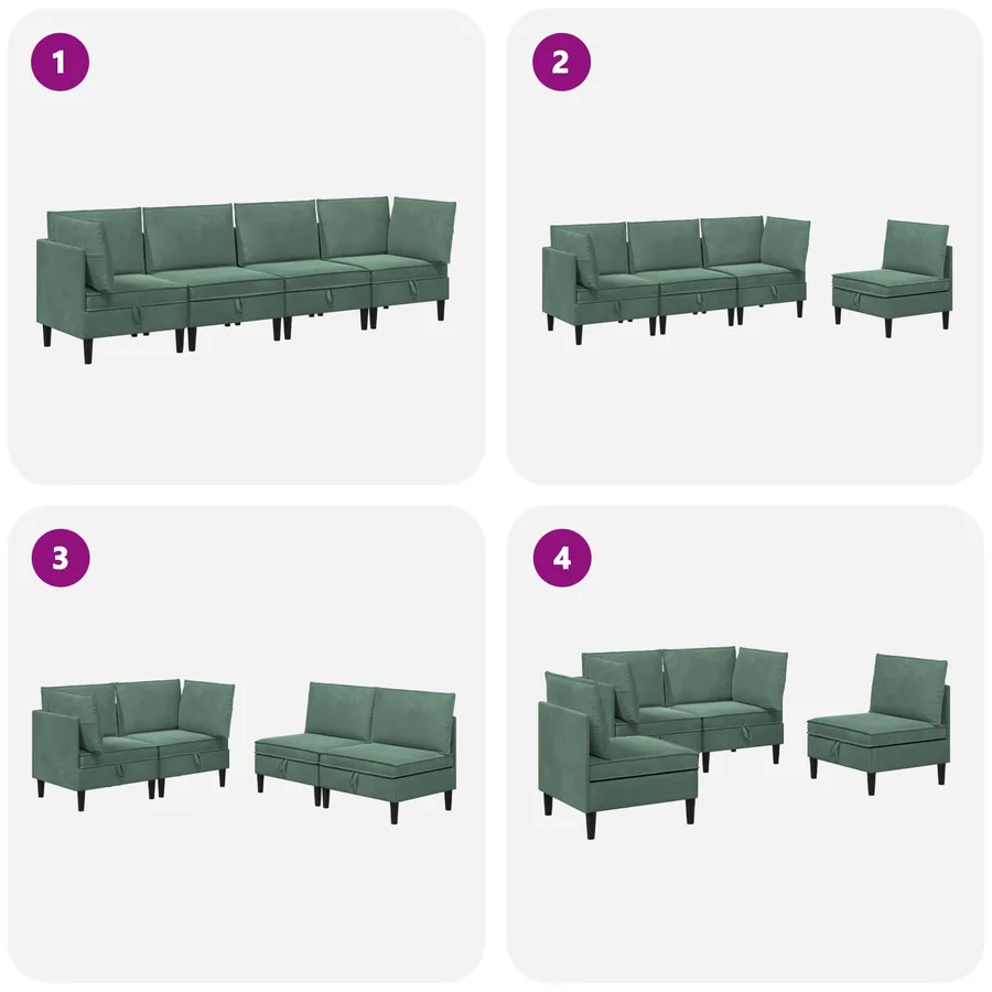 Ensemble de meubles pour le salon 4 pcs Vert Mer Velours - 8