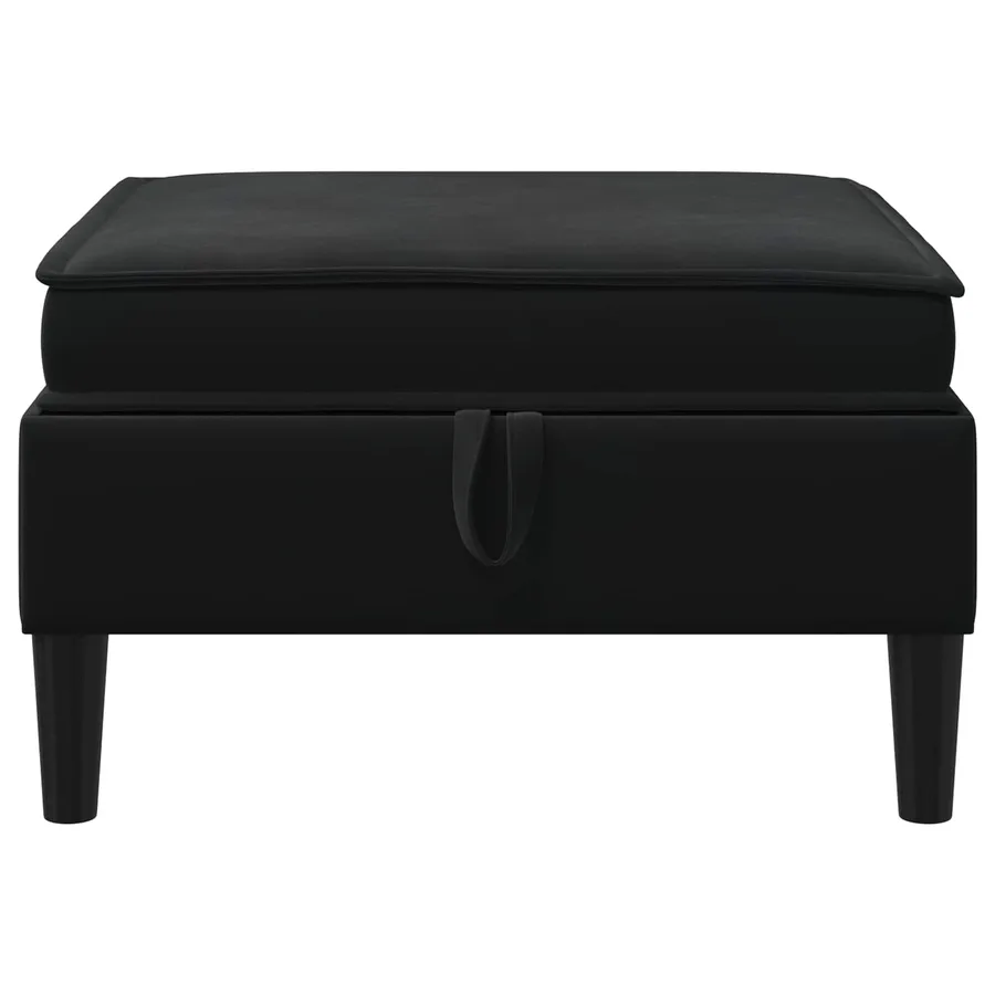 Pouf avec Rangement Noir Velours - 4