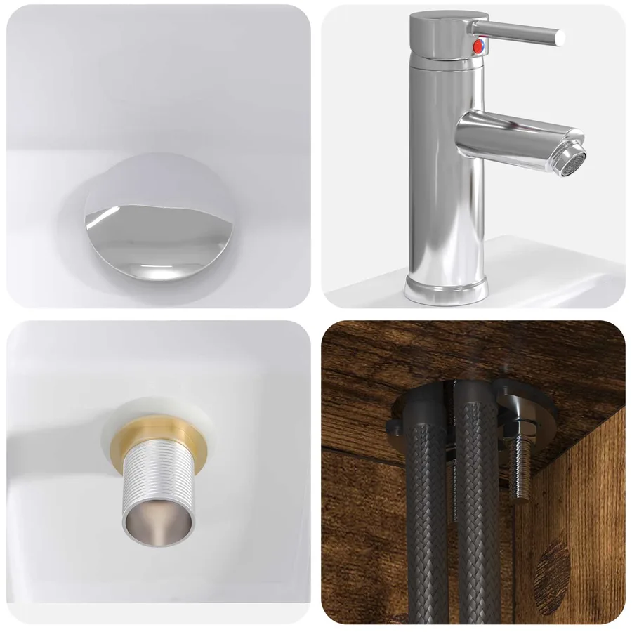 Ensemble de mobilier de salle de bain 4 pcs Chêne fumé - 10