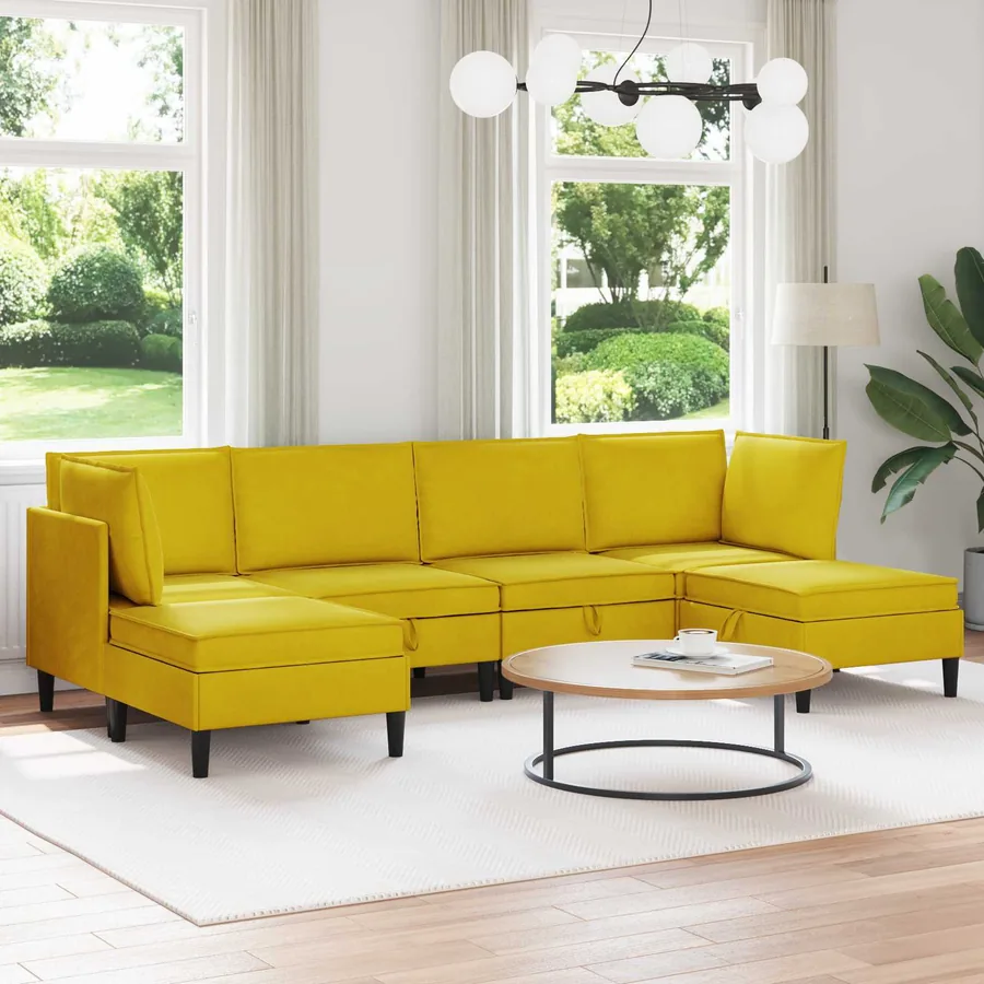 Ensemble de meubles pour le salon 6 pcs Jaune Velours