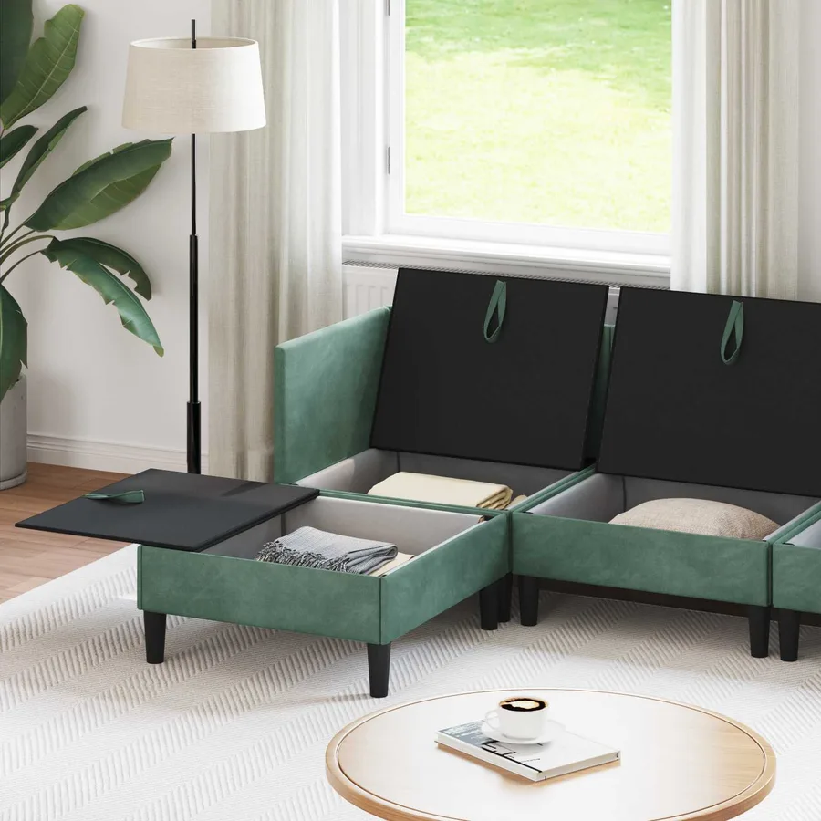 Ensemble de meubles pour le salon 5 pcs Vert Mer Velours - 3