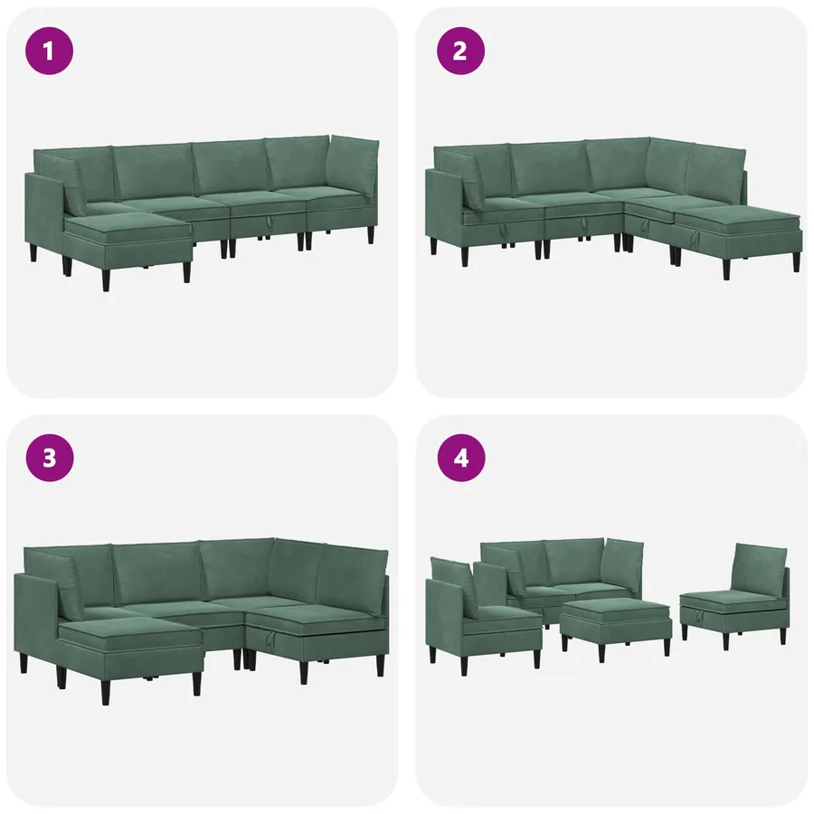 Ensemble de meubles pour le salon 5 pcs Vert Mer Velours - 9