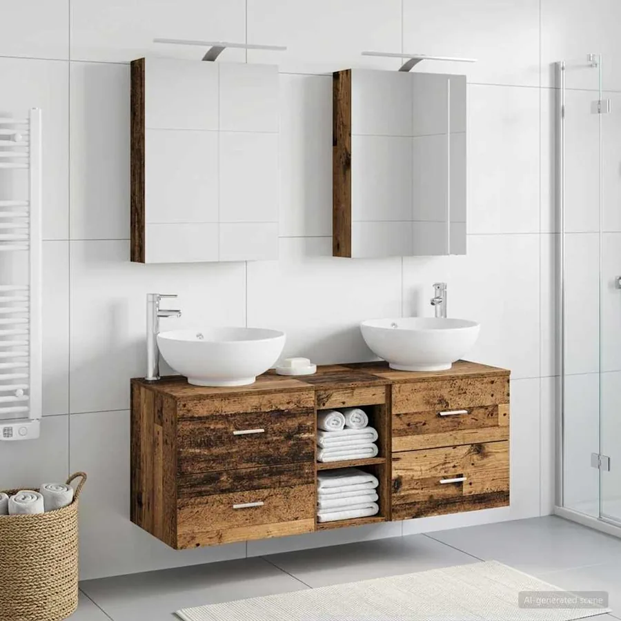 Ensemble de mobilier de salle de bain 5 pcs Bois ancien