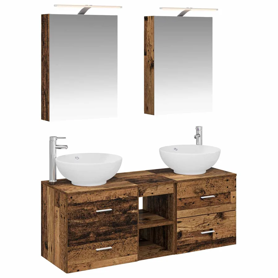 Ensemble de mobilier de salle de bain 5 pcs Bois ancien - 2