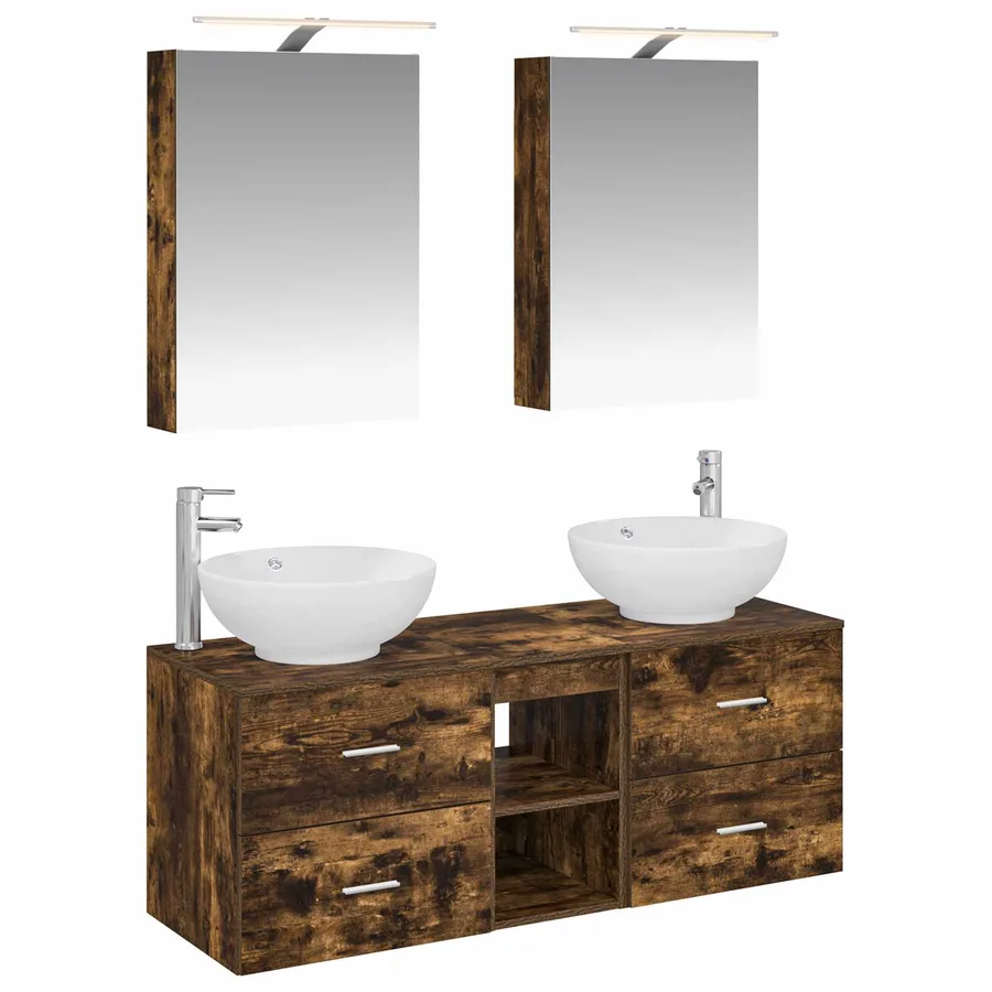 Ensemble de mobilier de salle de bain 5 pcs Chêne fumé - 2
