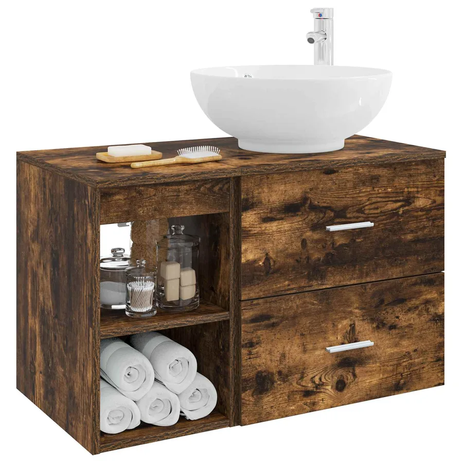 Ensemble de mobilier de salle de bain 2 pcs Chêne fumé - 3