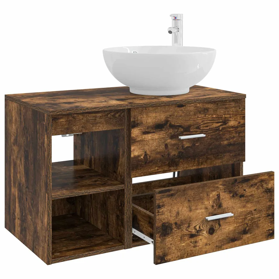 Ensemble de mobilier de salle de bain 2 pcs Chêne fumé - 4