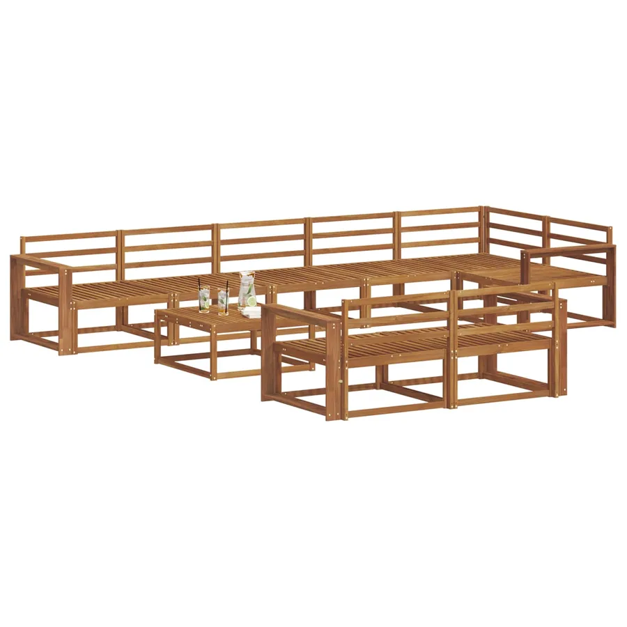 Ensemble de canapés d'extérieur 9 pcs Naturel - 3