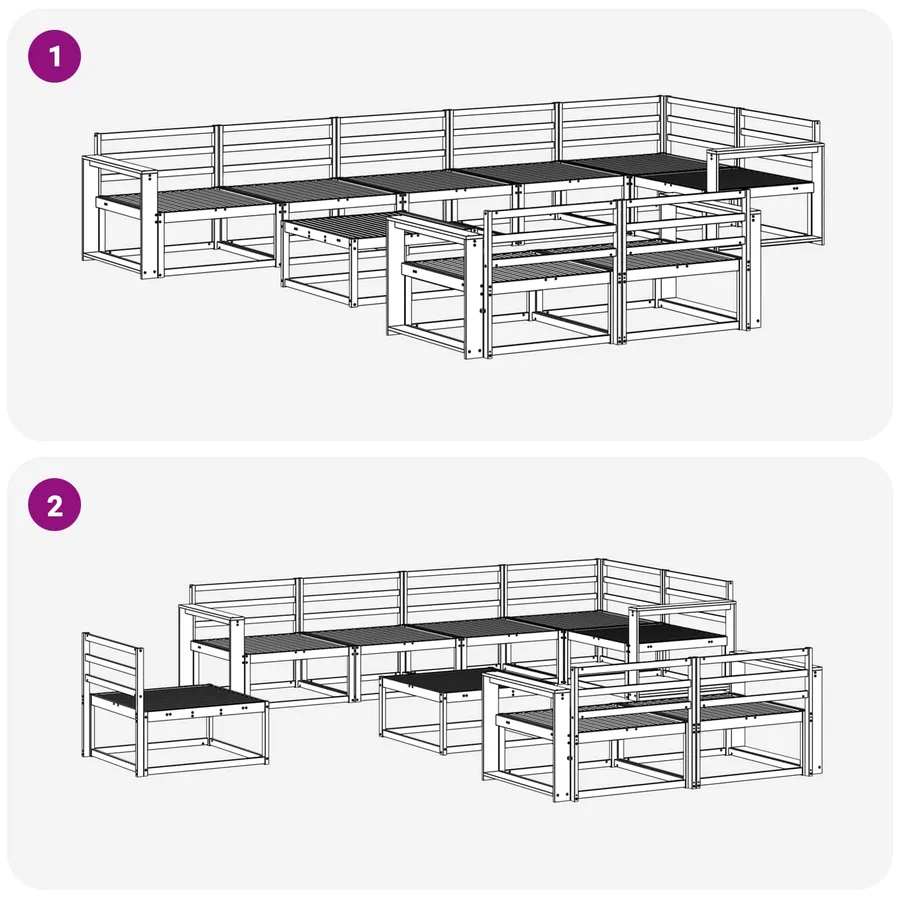 Ensemble de canapés d'extérieur 9 pcs Naturel - 9