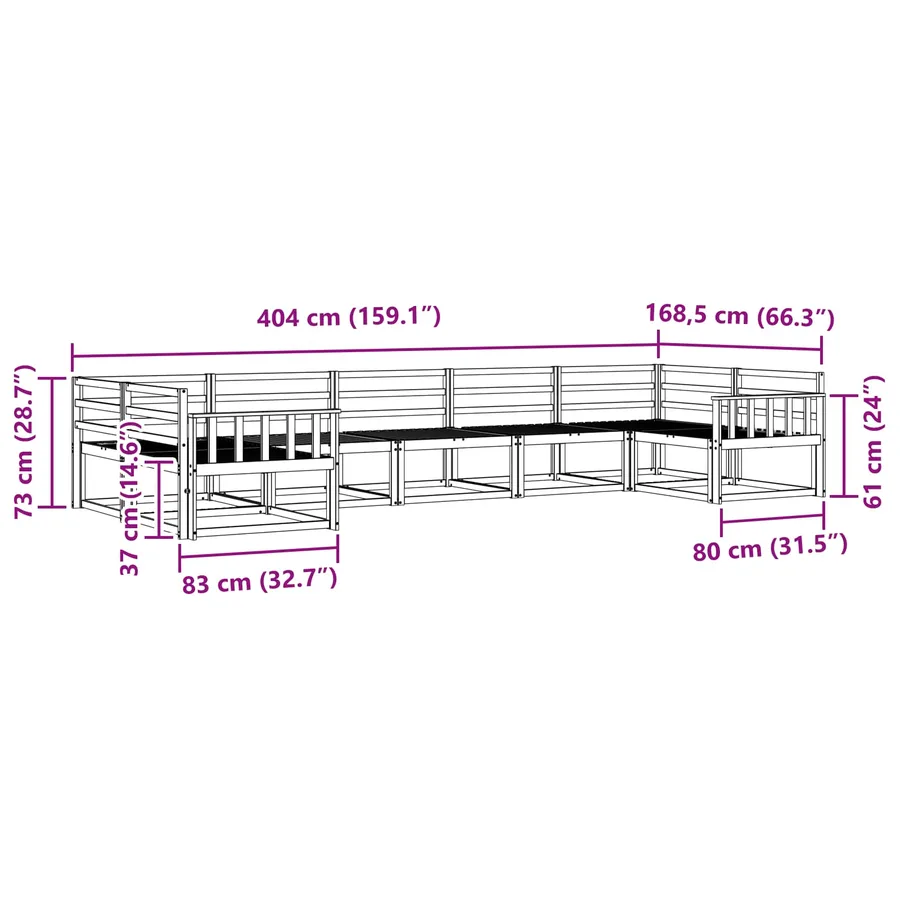 Ensemble de canapés d'extérieur 7 pcs Naturel - 8