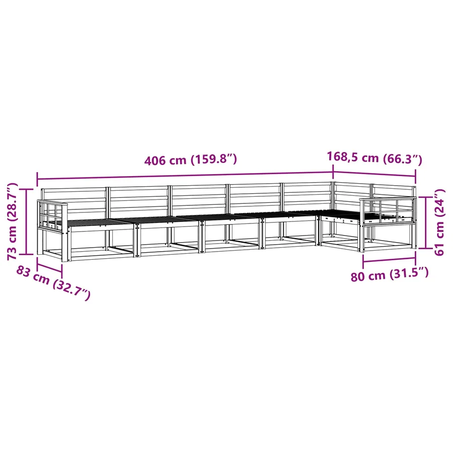Ensemble de canapés d'extérieur 6 pcs Naturel - 7
