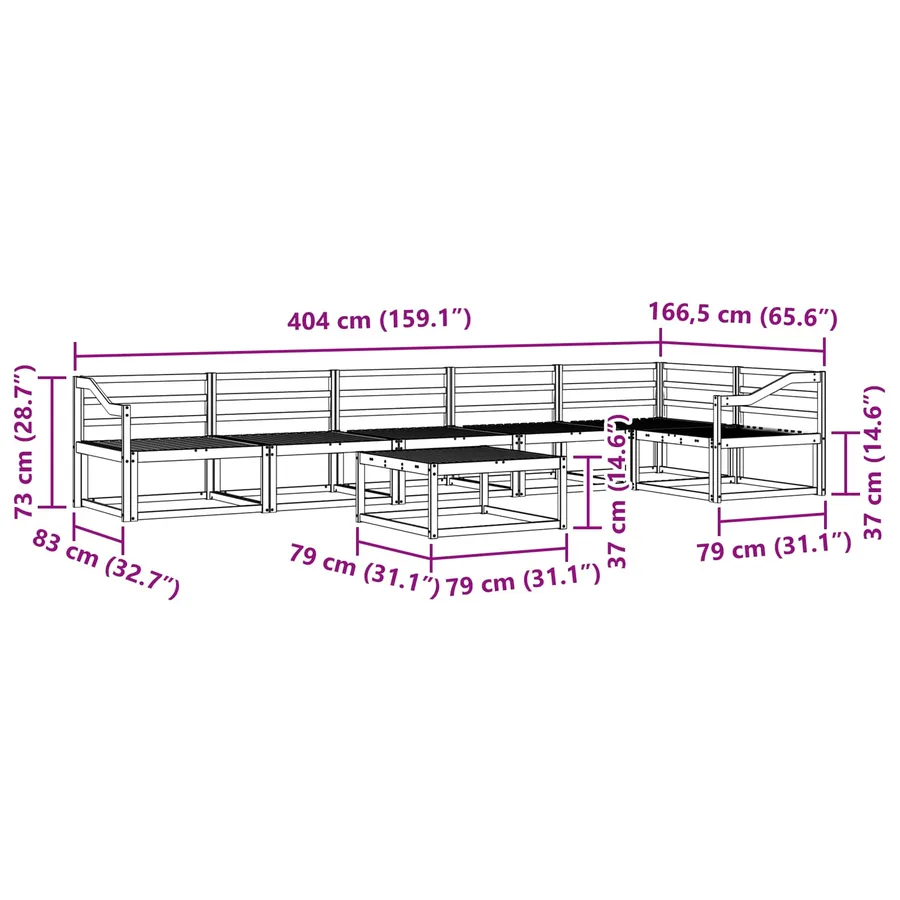 Ensemble de canapés d'extérieur 7 pcs Naturel - 8