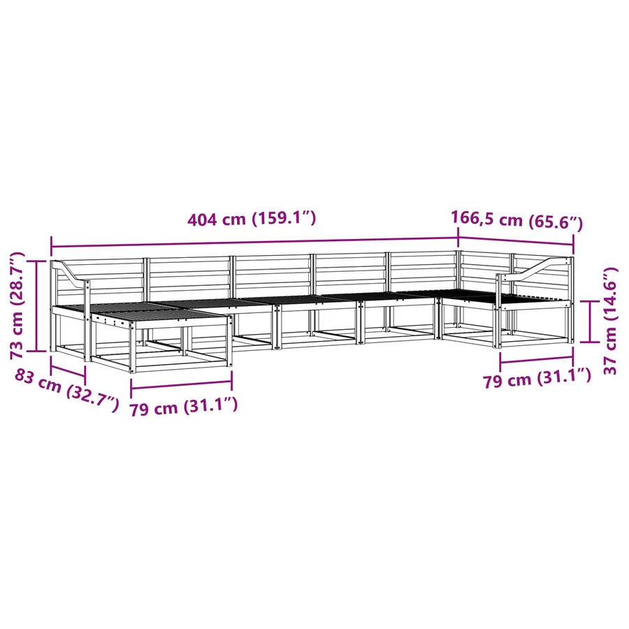 Ensemble de canapés d'extérieur 7 pcs Naturel - 8