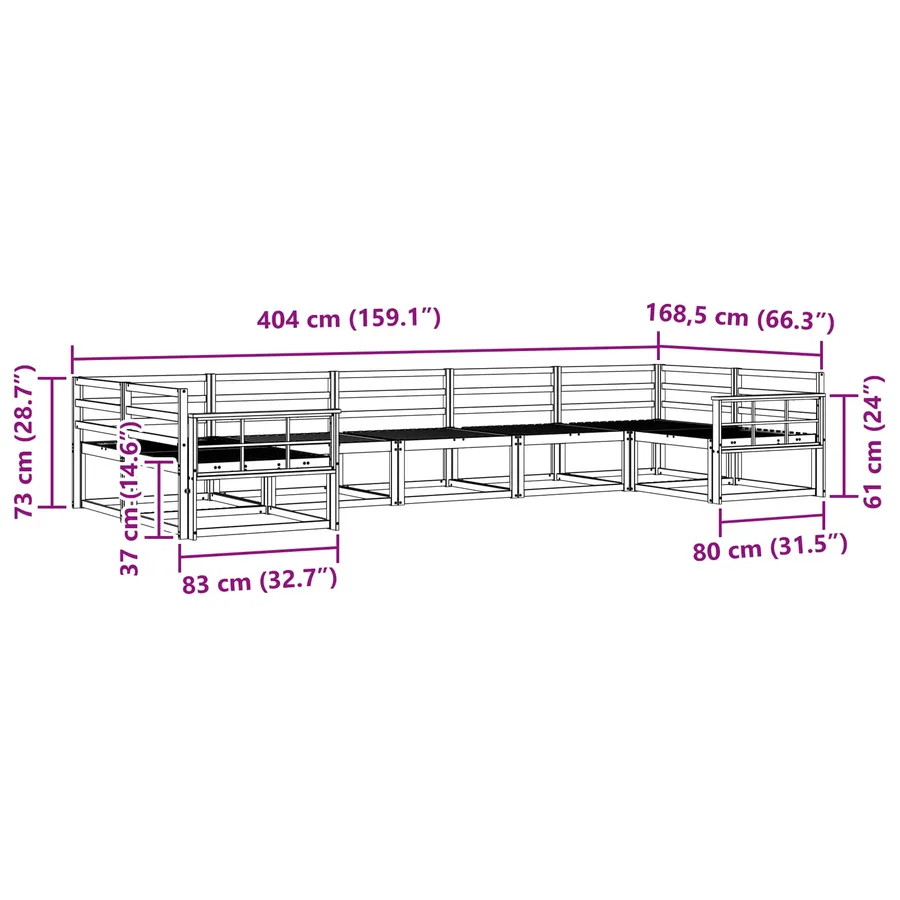 Ensemble de canapés d'extérieur 7 pcs Naturel - 8