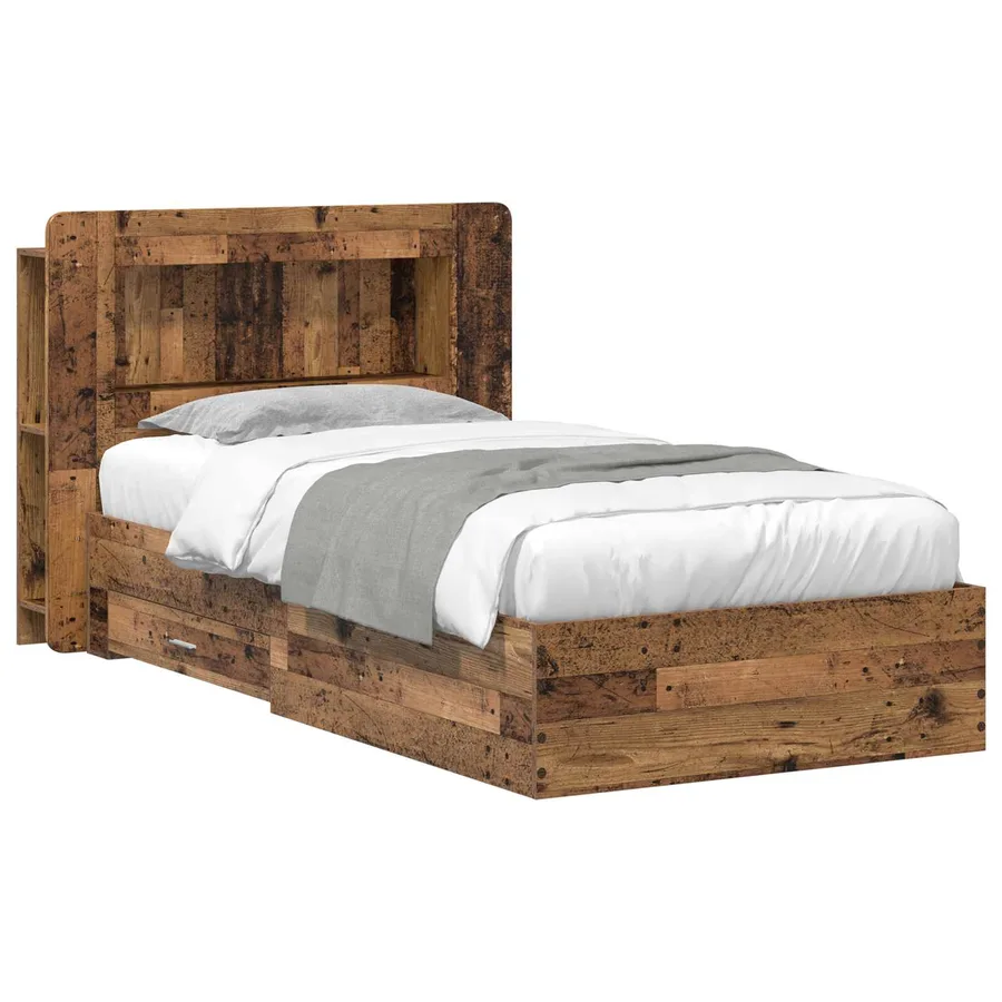 Cadre de lit avec rangement Bois ancien 90 x 190 cm - 2