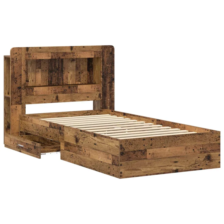 Cadre de lit avec rangement Bois ancien 90 x 190 cm - 4