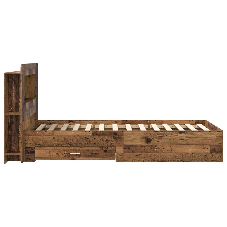 Cadre de lit avec rangement Bois ancien 90 x 190 cm - 5