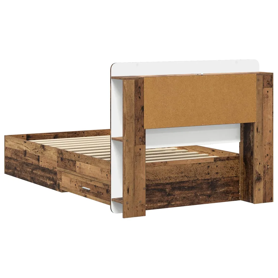Cadre de lit avec rangement Bois ancien 90 x 190 cm - 6