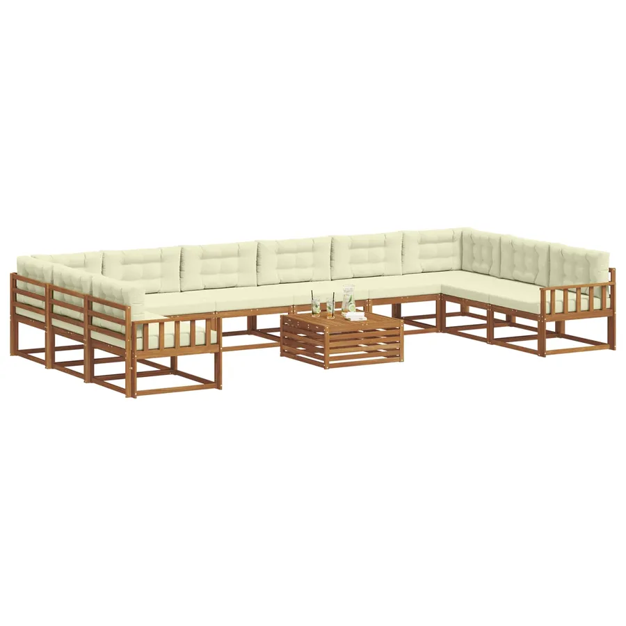 Ensemble de canapés d'extérieur 11 pcs Naturel et Crème - 3
