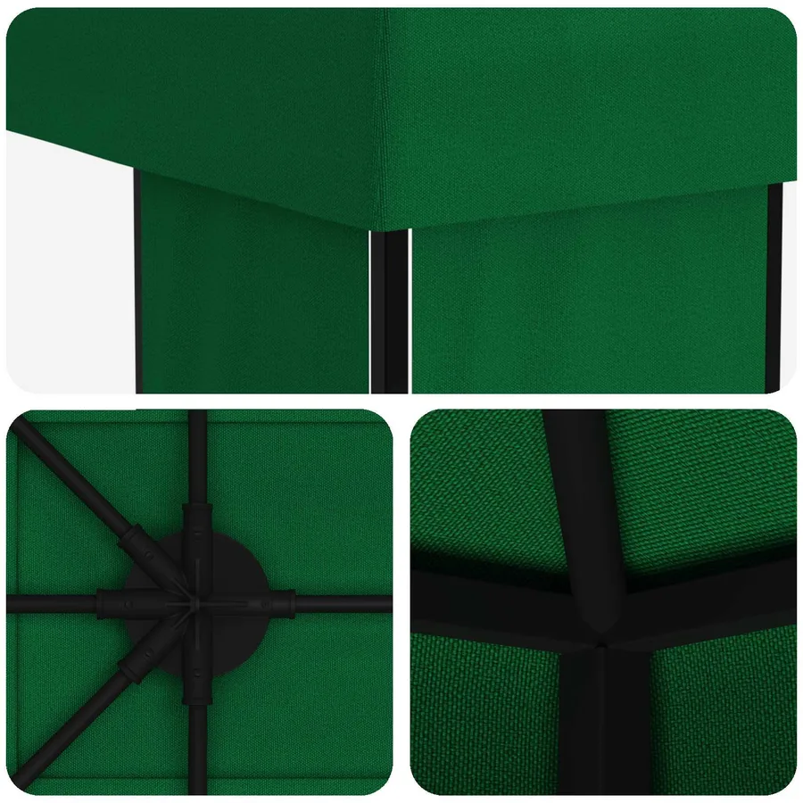 Pavillon 4 × 3 m Vert Polyester et Acier 190 gsm - 5