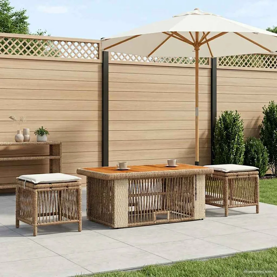 Ensemble de salle à manger pour jardin 4 pcs Beige et crème