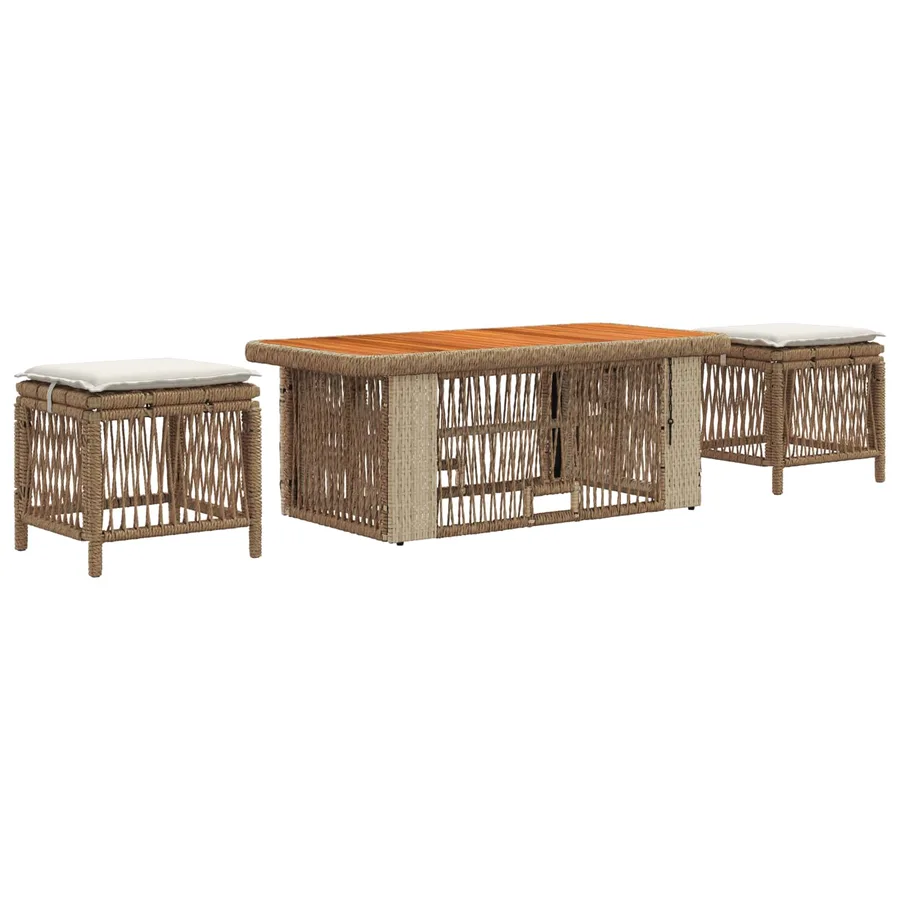 Ensemble de salle à manger pour jardin 4 pcs Beige et crème - 2