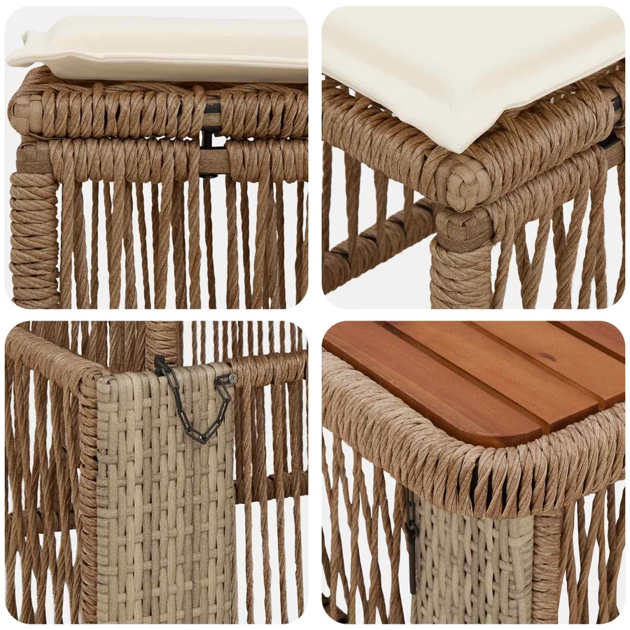Ensemble de salle à manger pour jardin 4 pcs Beige et crème - 7