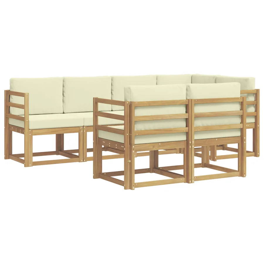 Ensemble de canapés d'extérieur 7 pcs Blanc et crème Polyester - 2