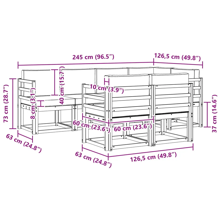 Ensemble de canapés d'extérieur 7 pcs Blanc et crème Polyester - 7