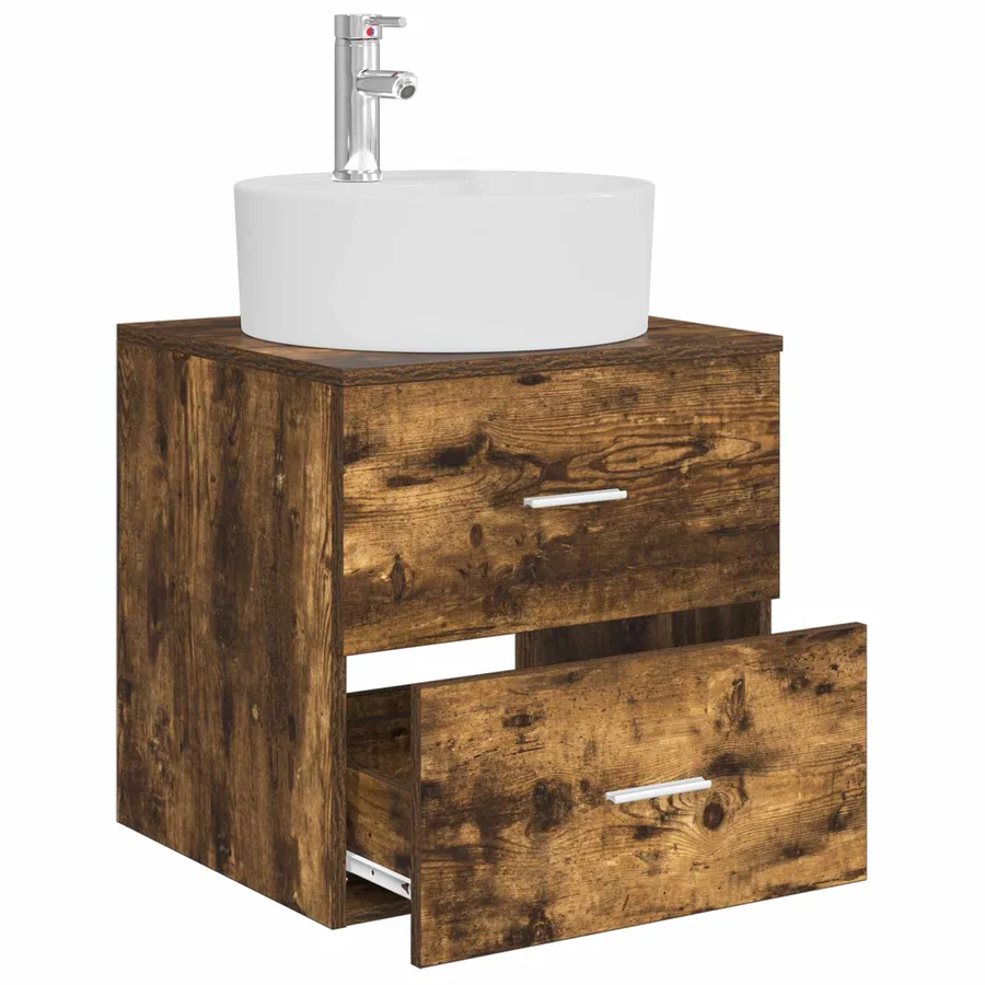 Vanité de lavabo mural Chêne fumé 49,5 x 44,5 x 65 cm - 3