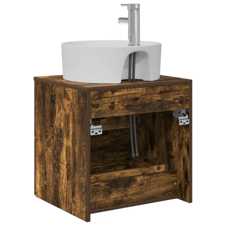 Vanité de lavabo mural Chêne fumé 49,5 x 44,5 x 65 cm - 5