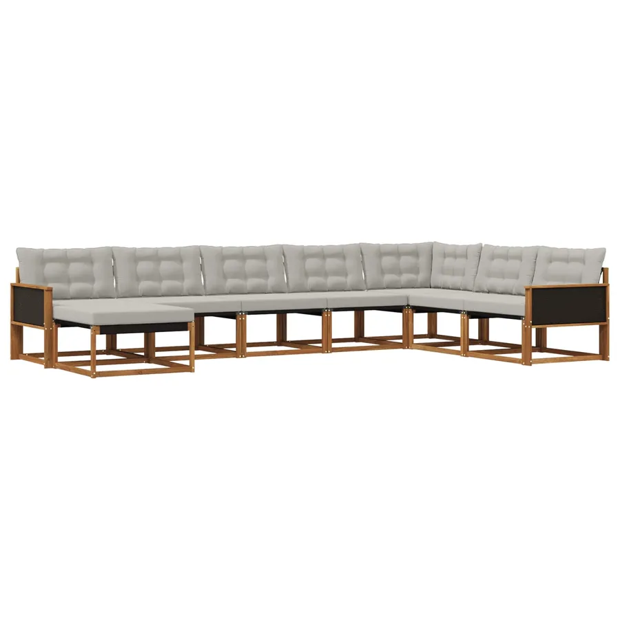 Ensemble de canapés d'extérieur 8 pcs Naturel et gris clair - 2