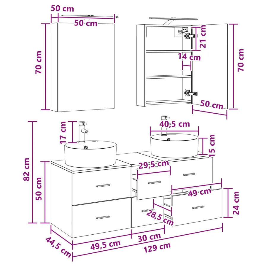 Ensemble de mobilier de salle de bain 5 pcs Chêne fumé - 13