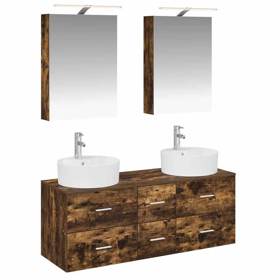 Ensemble de mobilier de salle de bain 5 pcs Chêne fumé - 2