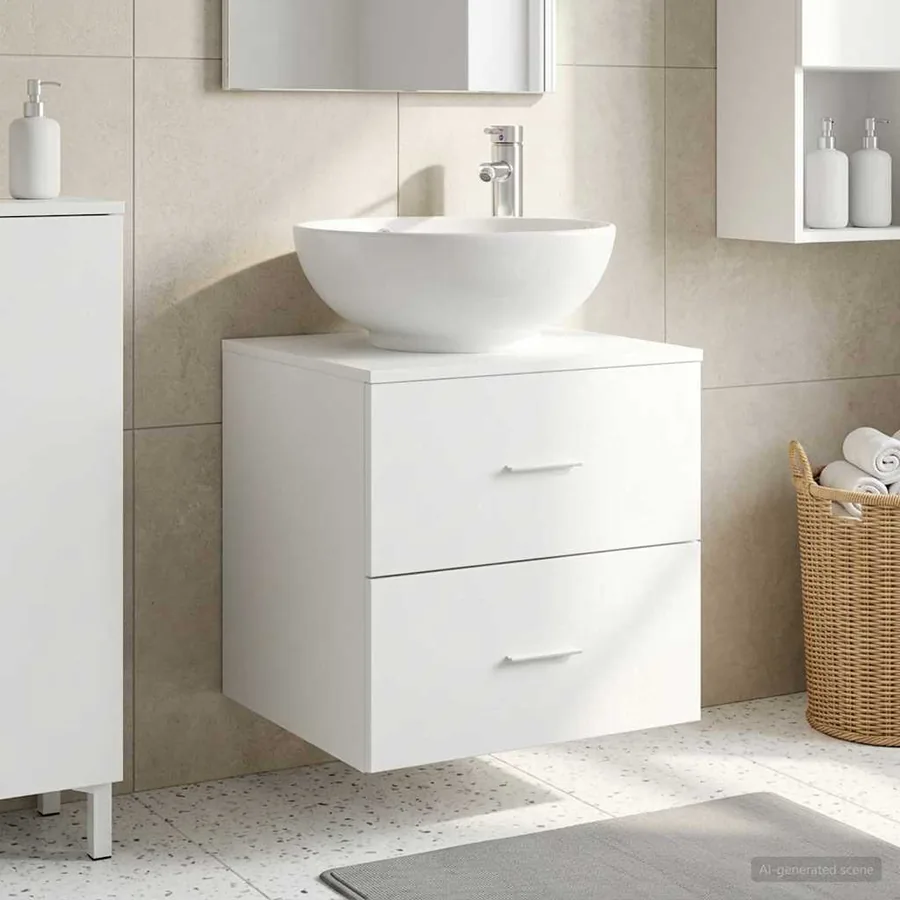Vanité de lavabo mural Blanc 49,5 x 44,5 x 66,5 cm