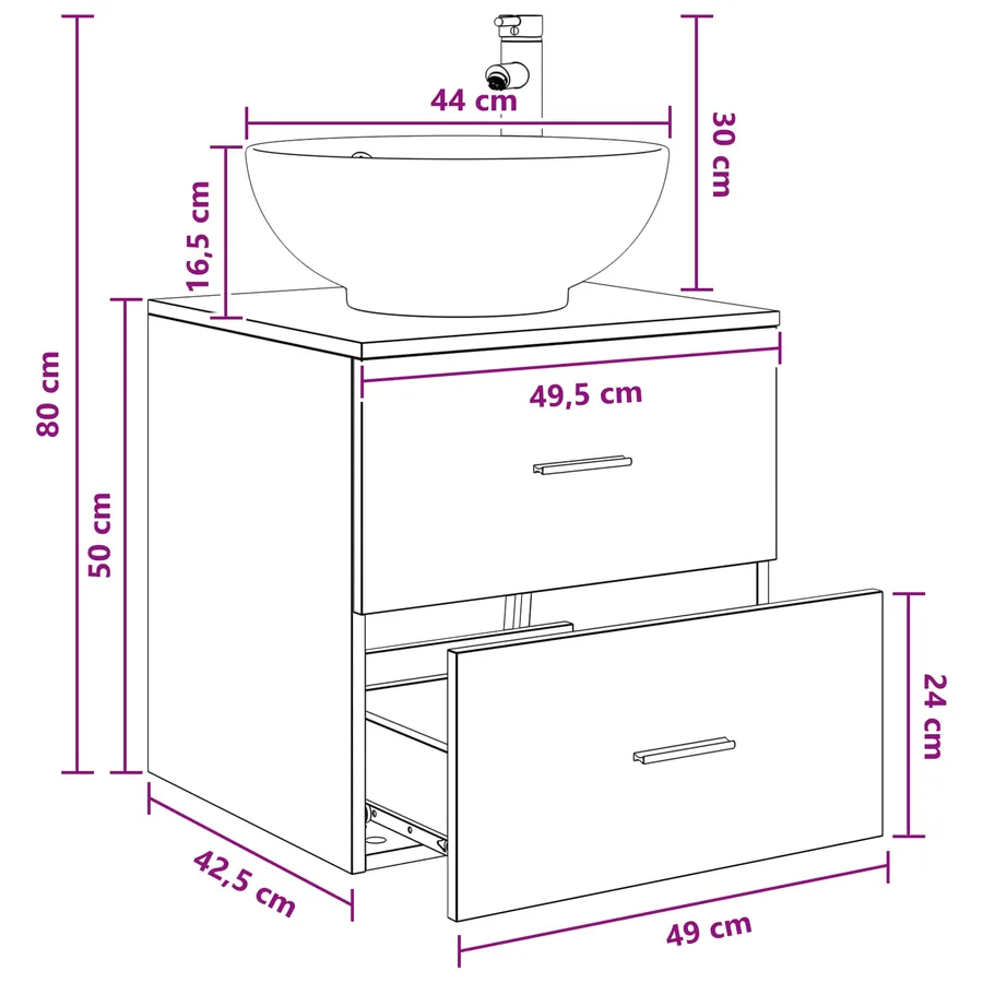 Vanité de lavabo mural Blanc 49,5 x 44,5 x 66,5 cm - 9