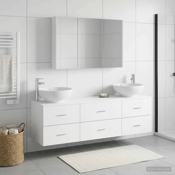 Ensemble de mobilier de salle de bain 4 pcs Blanc