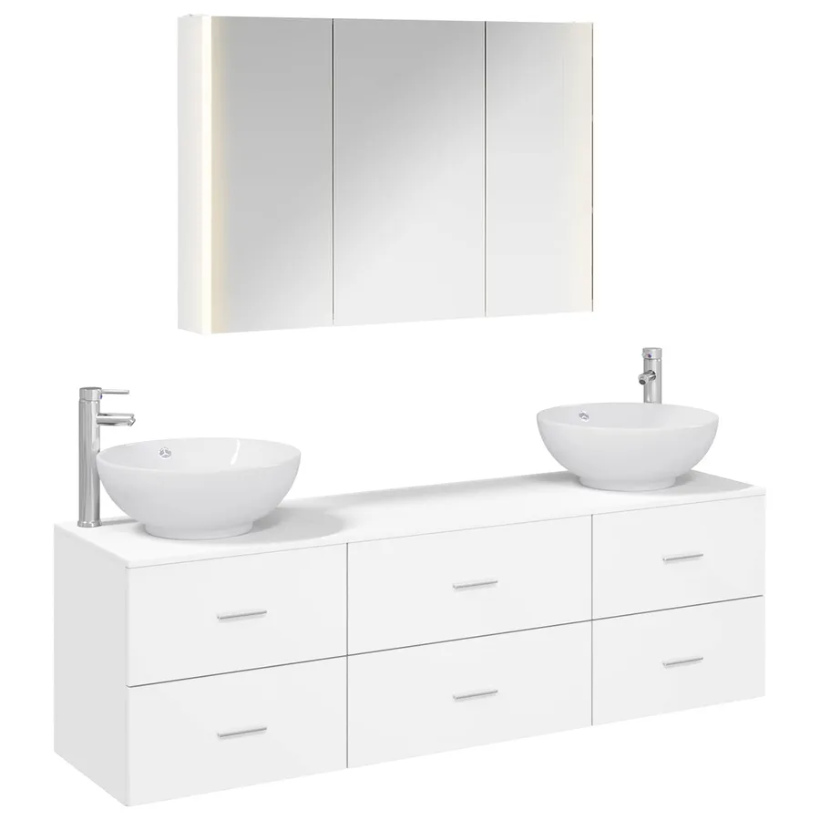 Ensemble de mobilier de salle de bain 4 pcs Blanc - 2