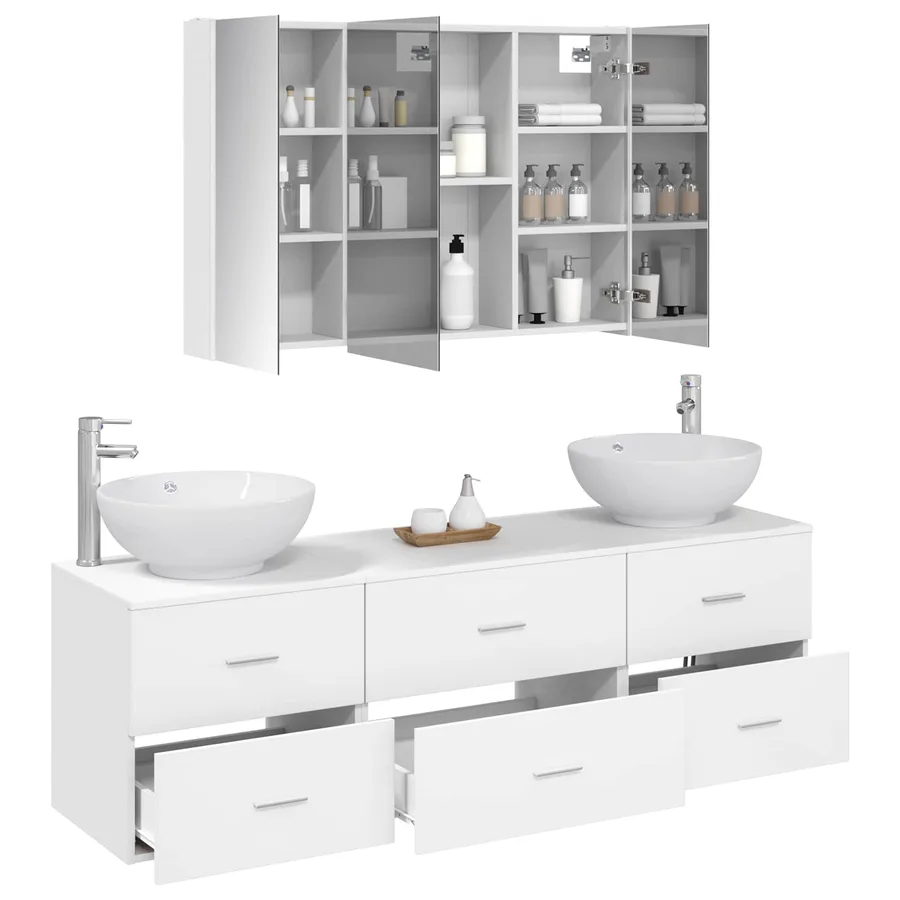 Ensemble de mobilier de salle de bain 4 pcs Blanc - 3