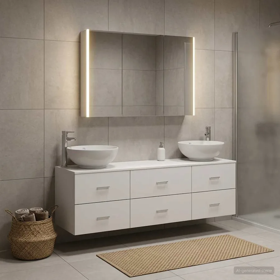 Ensemble de mobilier de salle de bain 4 pcs Blanc - 4