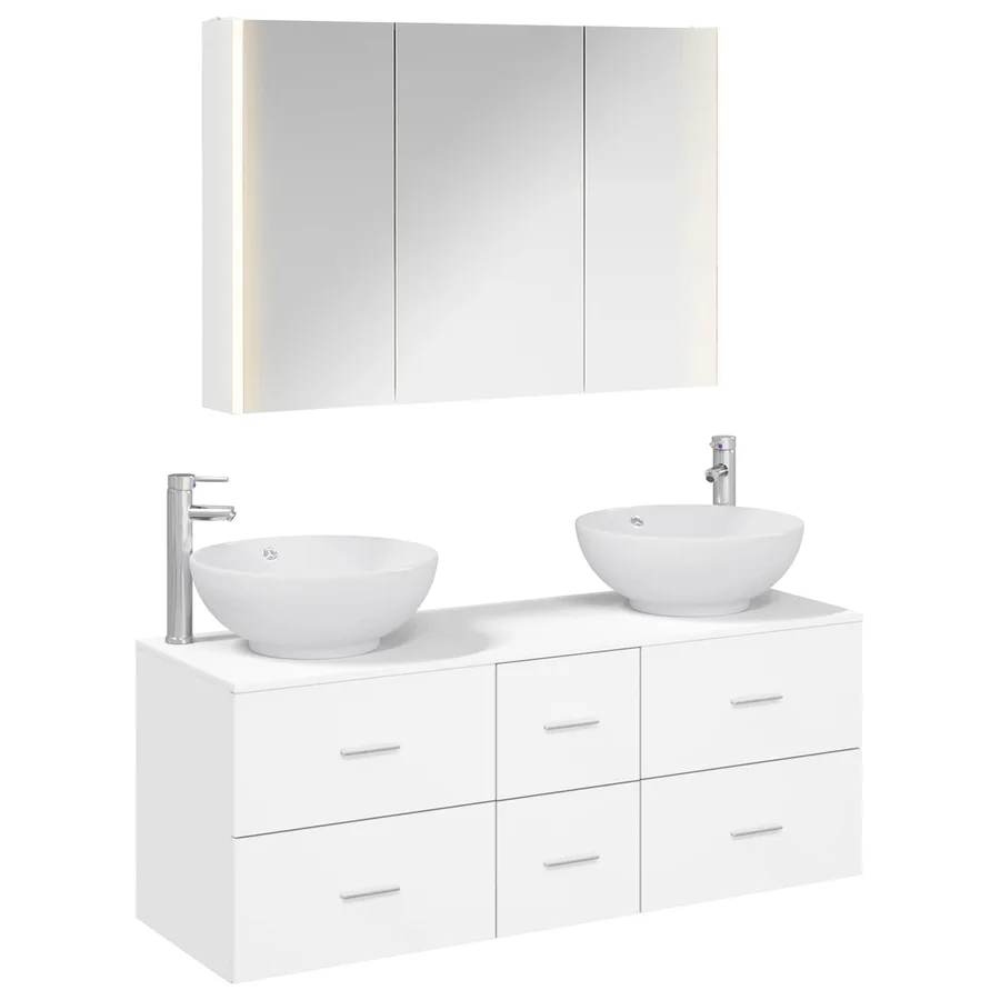 Ensemble de mobilier de salle de bain 4 pcs Blanc - 2