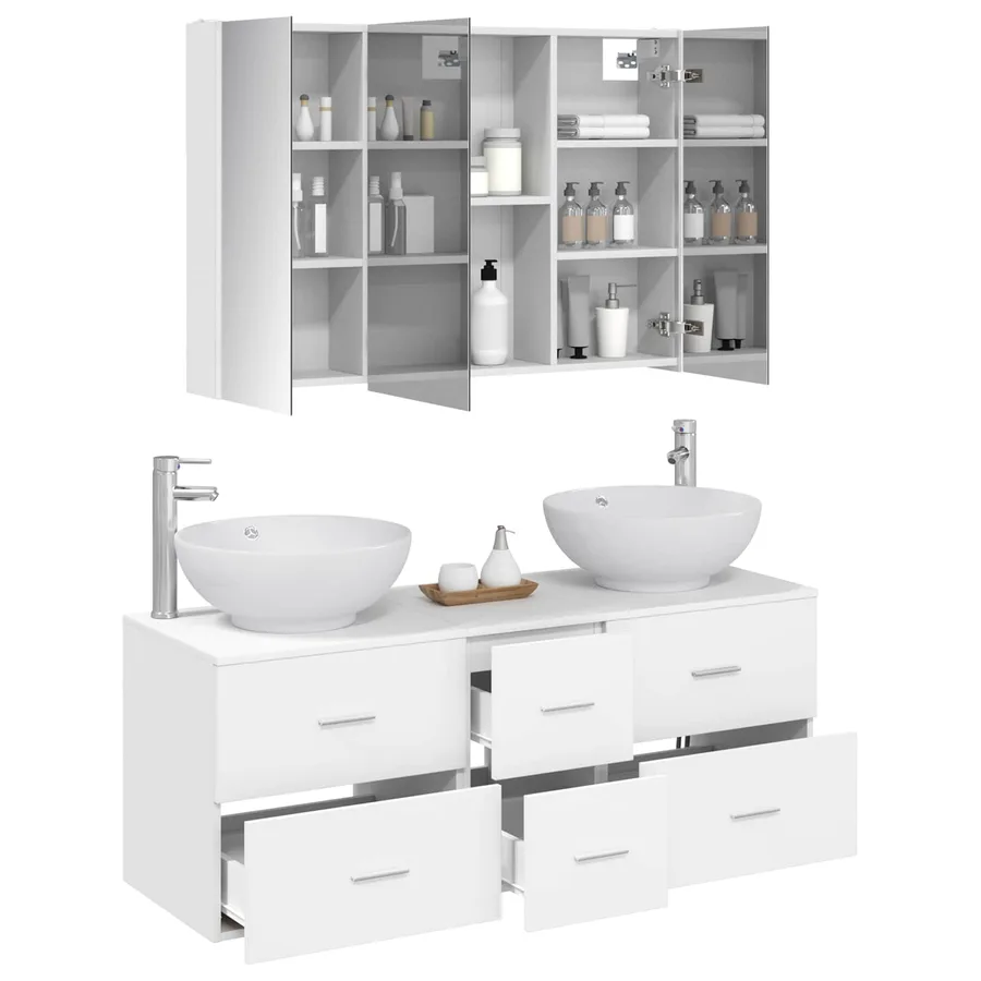 Ensemble de mobilier de salle de bain 4 pcs Blanc - 3