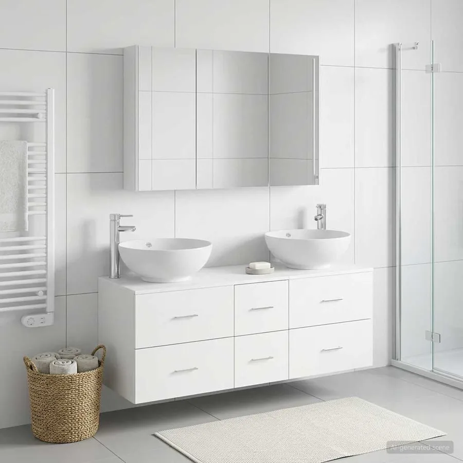 Ensemble de mobilier de salle de bain 4 pcs Blanc - 4
