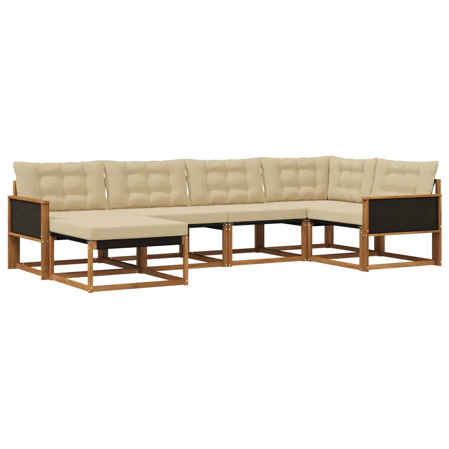 Ensemble de canapés d'extérieur 6 pcs Naturel et Beige - 2