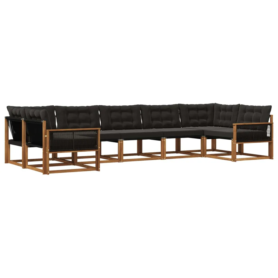Ensemble de canapés d'extérieur 7 pcs Naturel et noir - 2